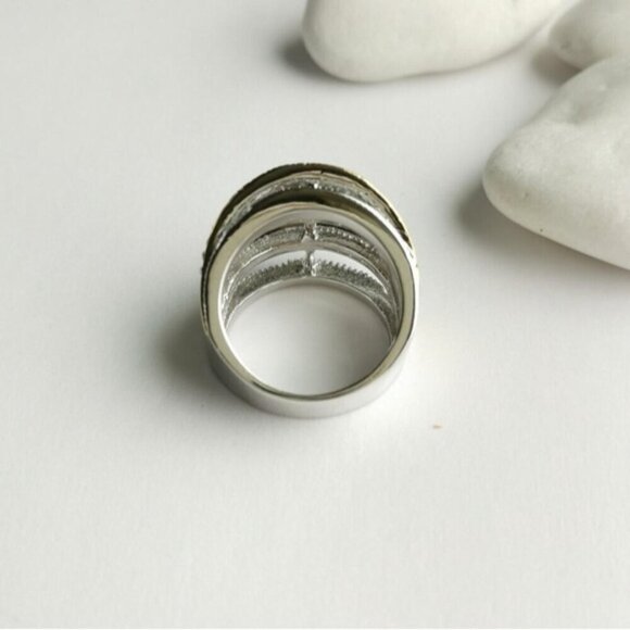 NWT silver gold cz dome ring sz 8 - Picture 7 of 7